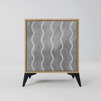 SIDEBOARD WAVES OF CONCRETE, Eichefarben, 57,5x42x70,5 cm, Schwarze Metall-Sternfüße - Eichefarben/Multicolor, Holzwerkstoff/Metall (57.5/70.5/42cm) - SpaceRebels