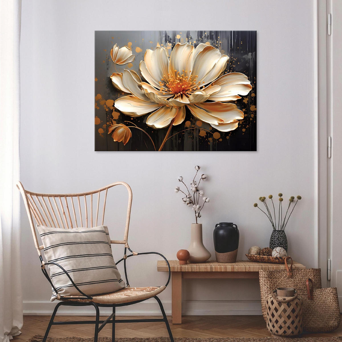 LEINWANDBILD Abstrakt Blumen Bilder 100x70 - Multicolor, Holzwerkstoff (100/70cm) - Wallarena
