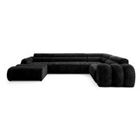 6-SITZER modulares Wohnlandschaft U XXL VEER SET 3 Rechts, 368 x 200 cm, Chenille Webstoff Anthrazit - Anthrazit/Schwarz, Holz/Kunststoff (200/75/368cm) - Muffo