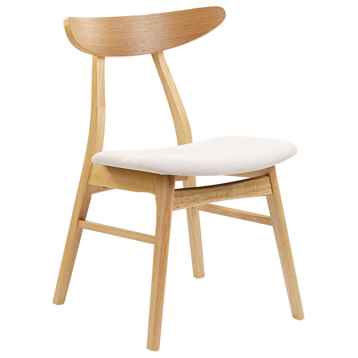 ESSZIMMERSTUHL 2er-Set Gummibaumholz Hellbraun/Hellbeige Lynn - Hellbraun, Holz/Textil (49/78/47cm) - Beliani