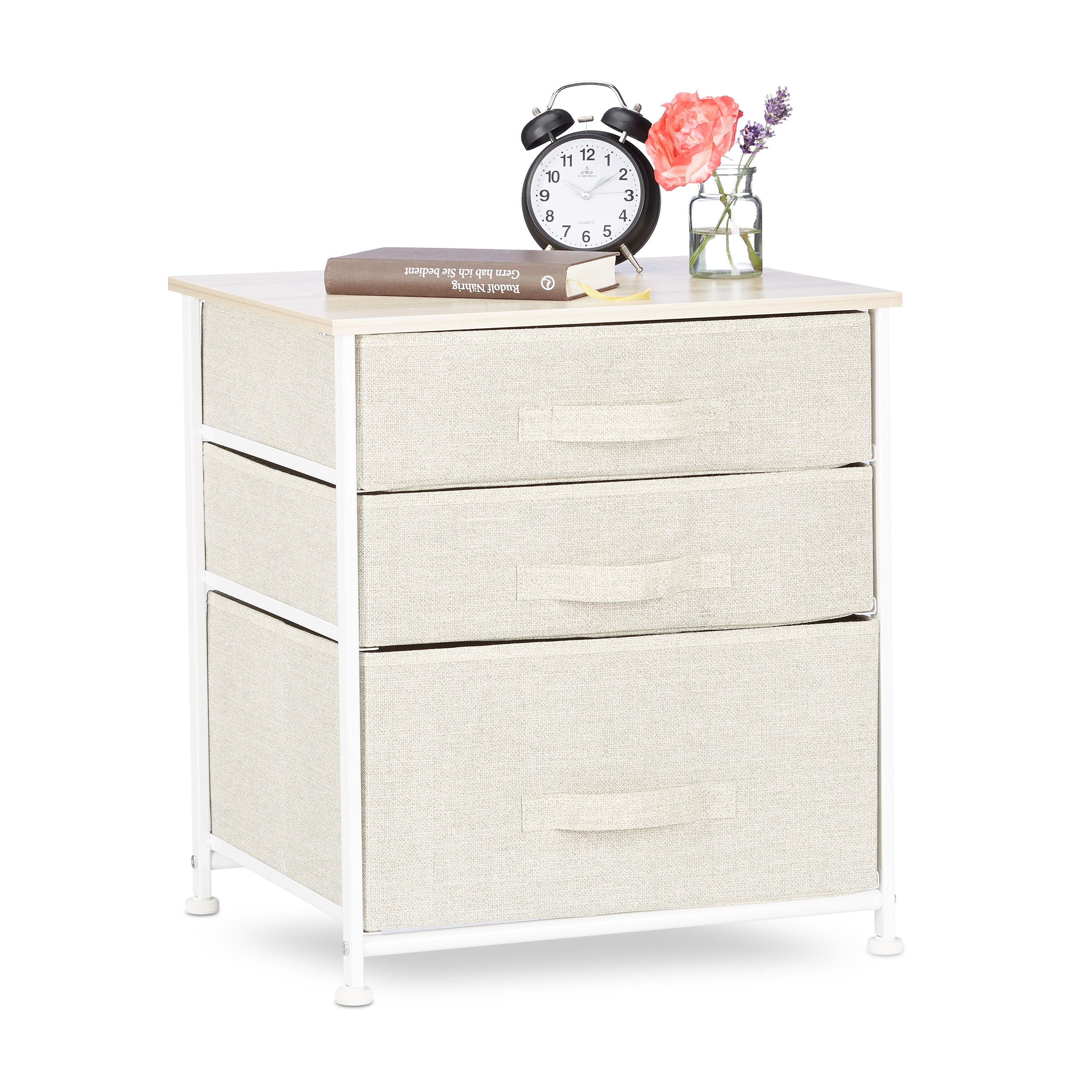 SCHUBLADENBOX - Creme, Holzwerkstoff/Textil (48/53/40cm) - Relaxdays