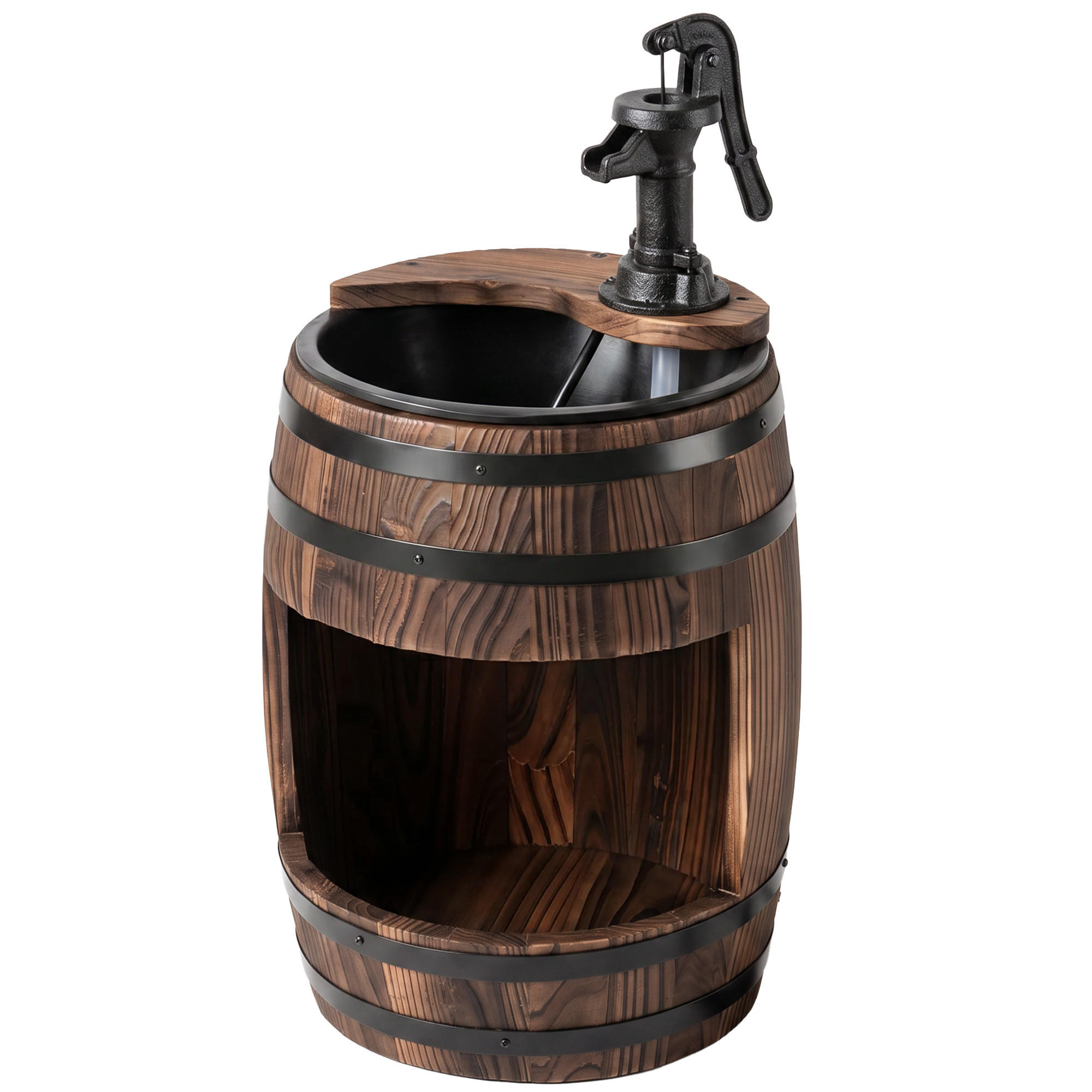 GARTENBRUNNEN, Tannenholz, Metall, Natur - Naturfarben, Holz/Metall (27/27/59cm) - Outsunny