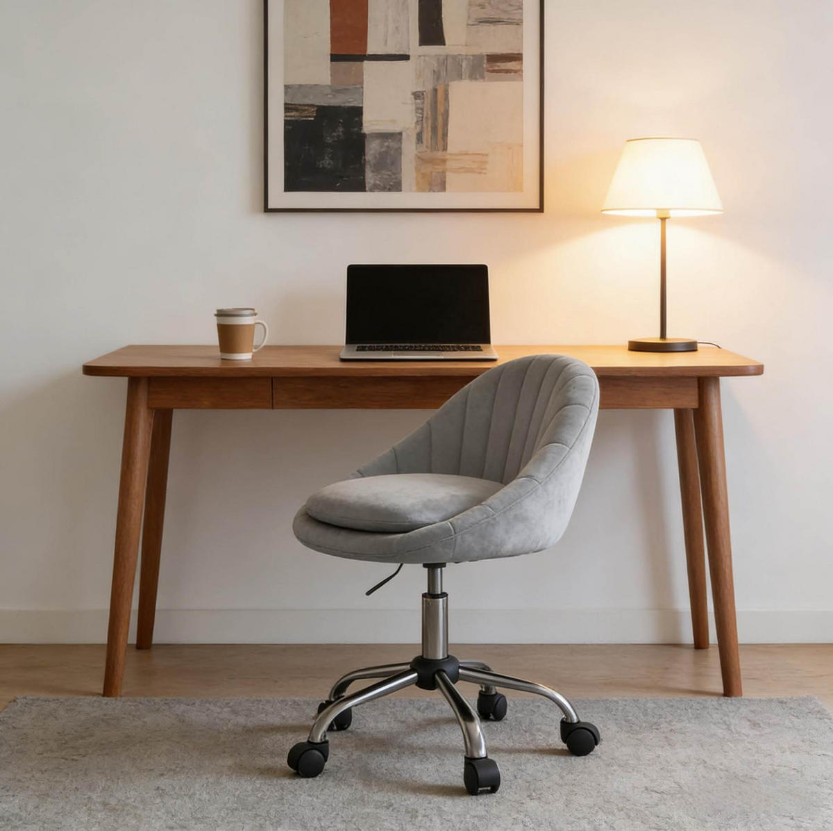 BÜROSTUHL höhenverstellbar drehbar Samt Light Grey - Hellgrau, Metall (52/82/47.5cm) - Meubliv
