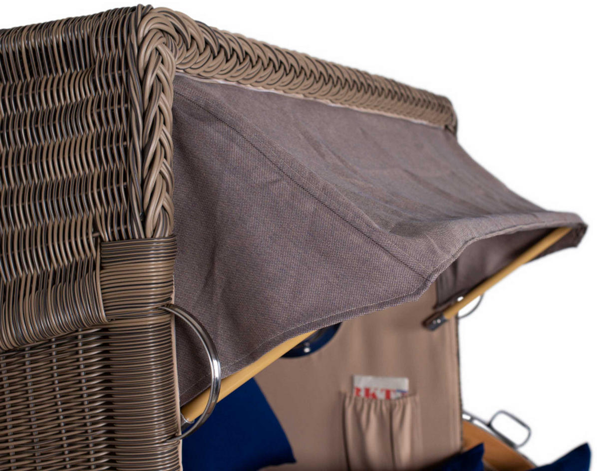 STRANDKORB Baltikum Teak 2,5 Sitzer - Braun/Grau, Holz/Metall (142/170/95cm) - Mr. Deko