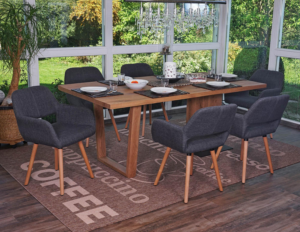 ESSZIMMERSTUHL Schiefergrau 6er-Set - Anthrazit, Holz (56/78/57cm) - MCW