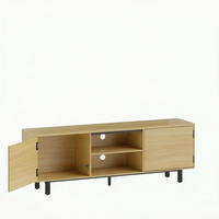 TV-SCHRANK 160/35/55.5 cm Natürlich mit 2 Drucktüren und 2 offenen Regalen - Naturfarben, Holz/Holzwerkstoff (160/55.5/35cm) - Oxeza
