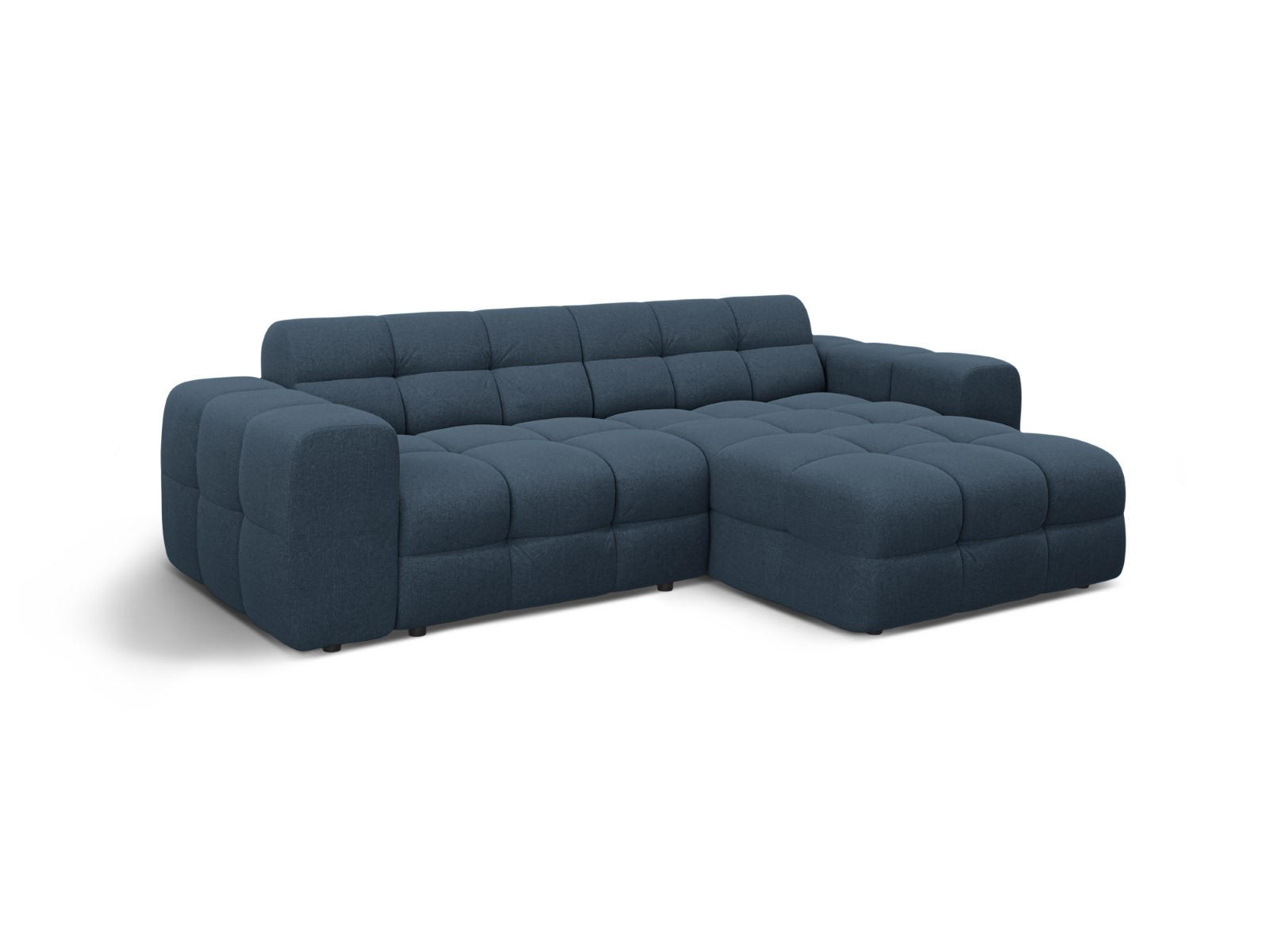ECKSOFA rechts Kendal aus strukturiertem Stoff marineblau 4 Sitzplätze - Blau, Textil (173/256cm) - Micadoni