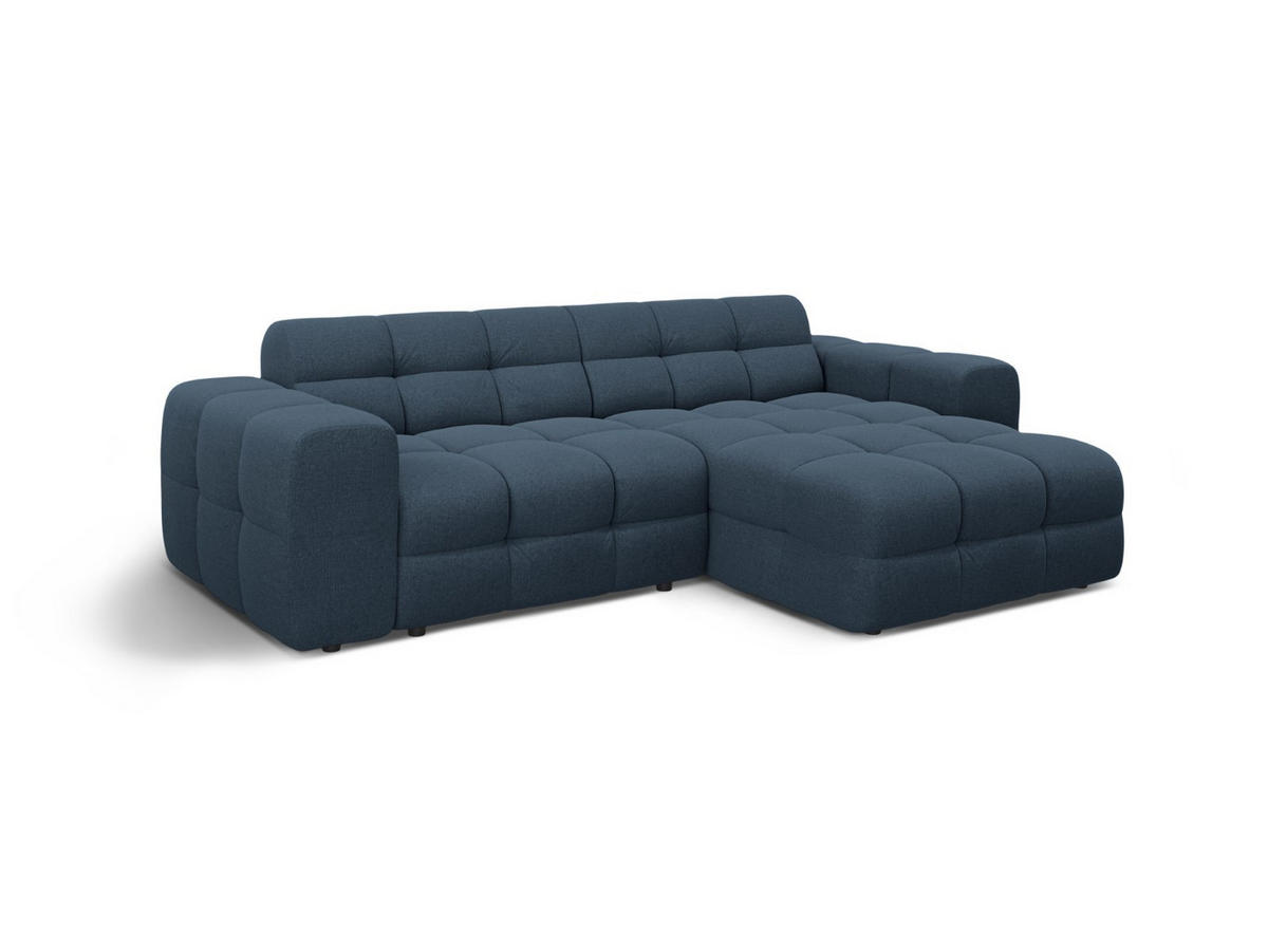 ECKSOFA rechts Kendal aus strukturiertem Stoff marineblau 4 Sitzplätze - Blau, Textil (173/256cm) - Micadoni