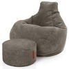 LOUNGE-SITZSACK Cozy + Fußhocker - Dunkelgrau, Textil (80/90/90cm) - Green Bean