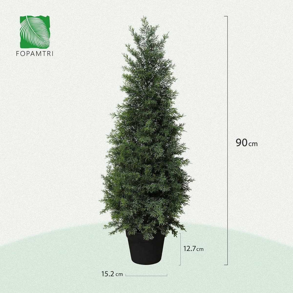 KUNSTPFLANZE Zeder 2-teiliges Set 90 cm UV-geschützt Outdoor - Grün, Kunststoff (18cm)