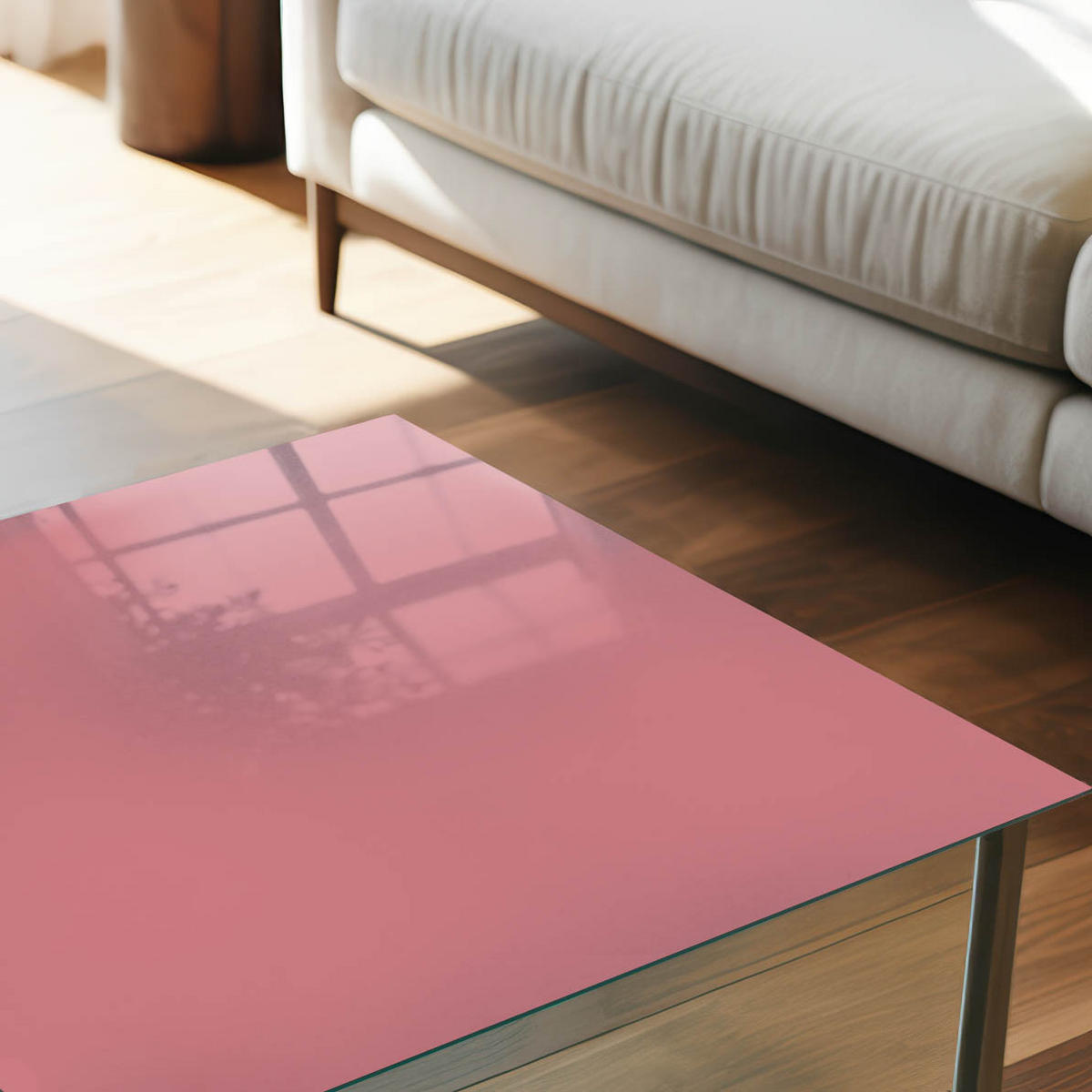 TISCHPLATTE 50x50 cm – Lachsfarben - Pink, Glas (50/50/0.4cm) - Wallfluent
