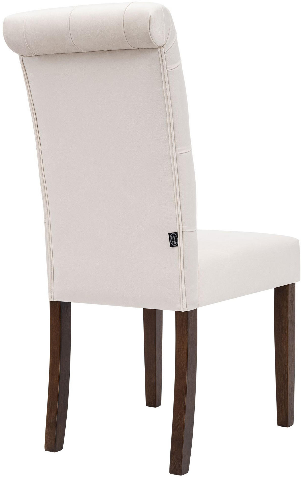 STUHL 2er Set Samt creme - Walnussfarben/Creme, Holz/Textil (45/98/63cm) - CLP
