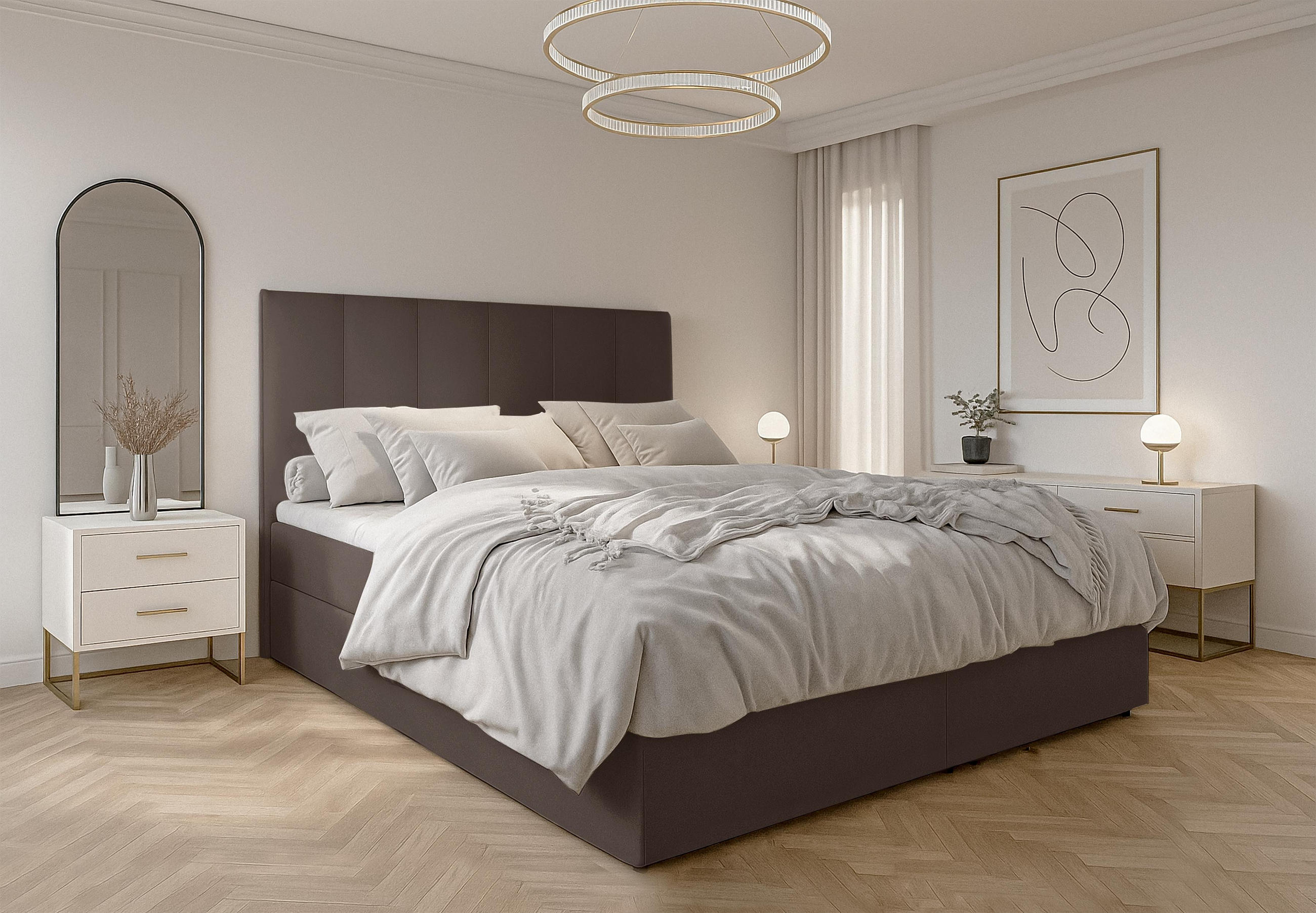 BOXBETT MEREA 180x200 cm mit Bettkasten und Matratze - Braun - Schwarz/Braun, Holz/Holzwerkstoff (180/200cm) - AX Living