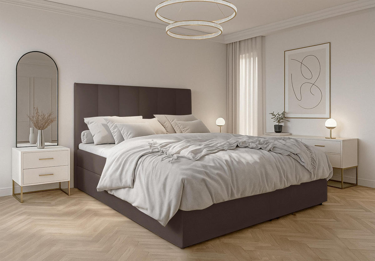 BOXBETT MEREA 180x200 cm mit Bettkasten und Matratze - Braun - Schwarz/Braun, Holz/Holzwerkstoff (180/200cm) - AX Living