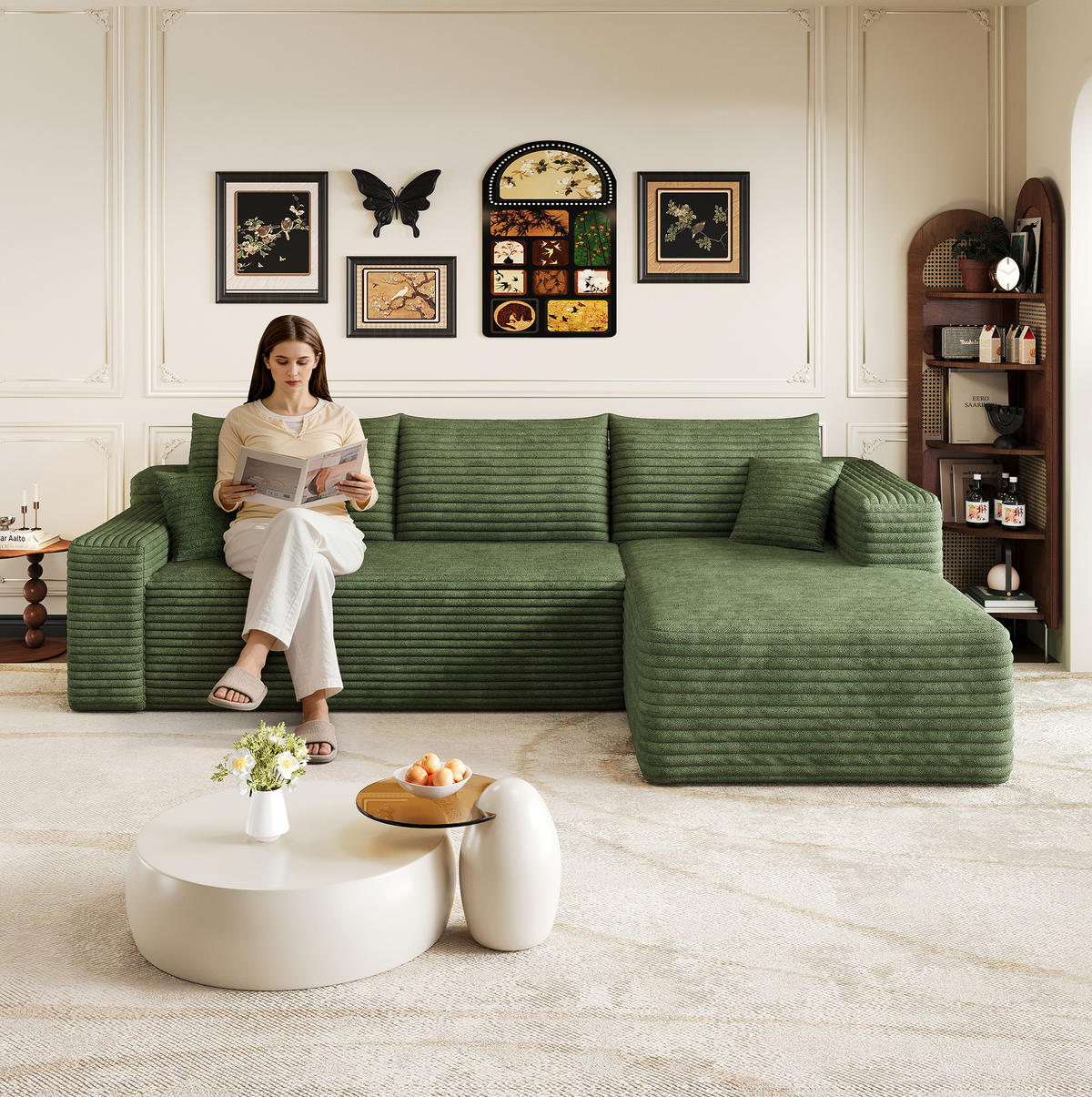 ECKSOFA 241/151/58 cm grün aus Stoff ohne Montage - Grün, Textil (151/241cm) - OKWISH