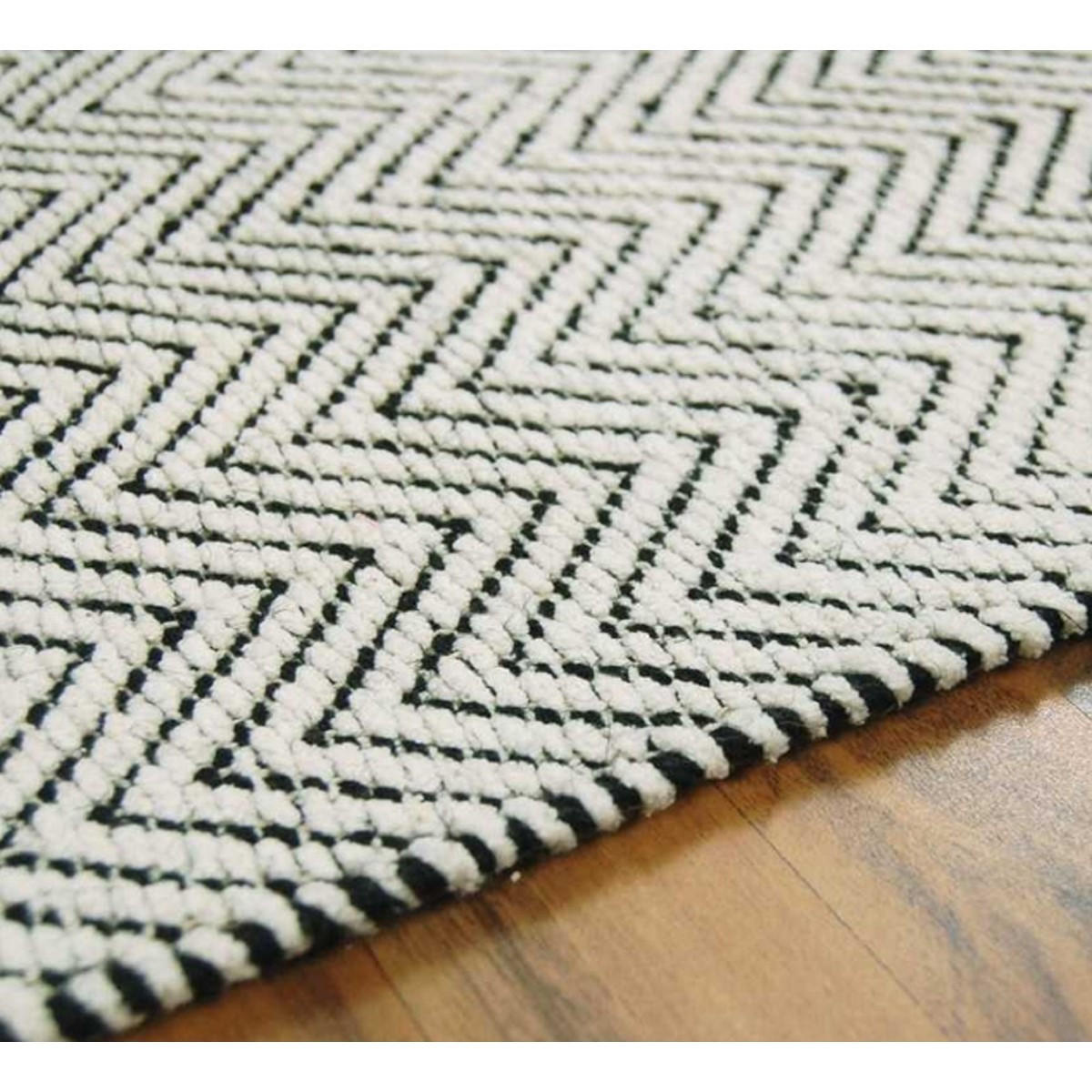 TEPPICH Rechteckiger aus Baumwollchenille und Natural Materials ARROW Schwarz 60 x 200 cm - Schwarz, Naturmaterialien (60/200cm) - Novatrend
