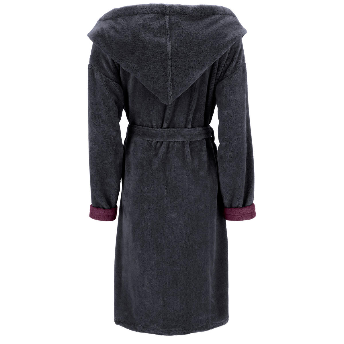 BADEMANTEL DAMEN KAPUZE BALANCE CARMEN GRAPHIT/ELDERBERRY - 0005 - Grau, Textil (Lnull) - Vossen