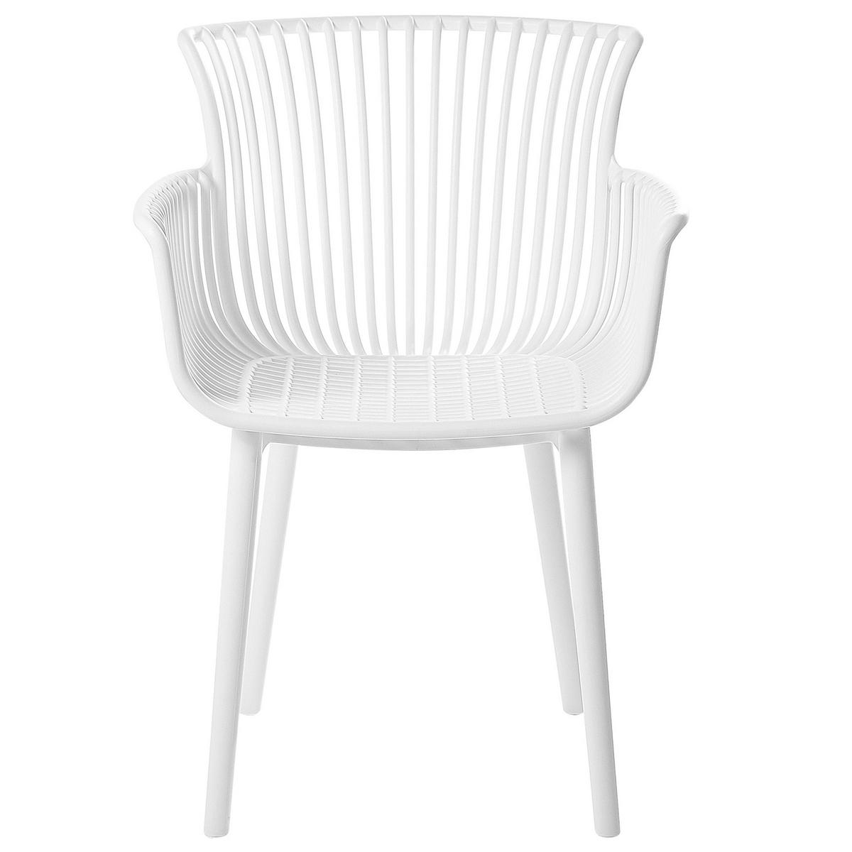 GARTENSTUHL 4er-Set Kunststoff weiß Pesaro - Weiß, Kunststoff (58/84/45cm) - Beliani