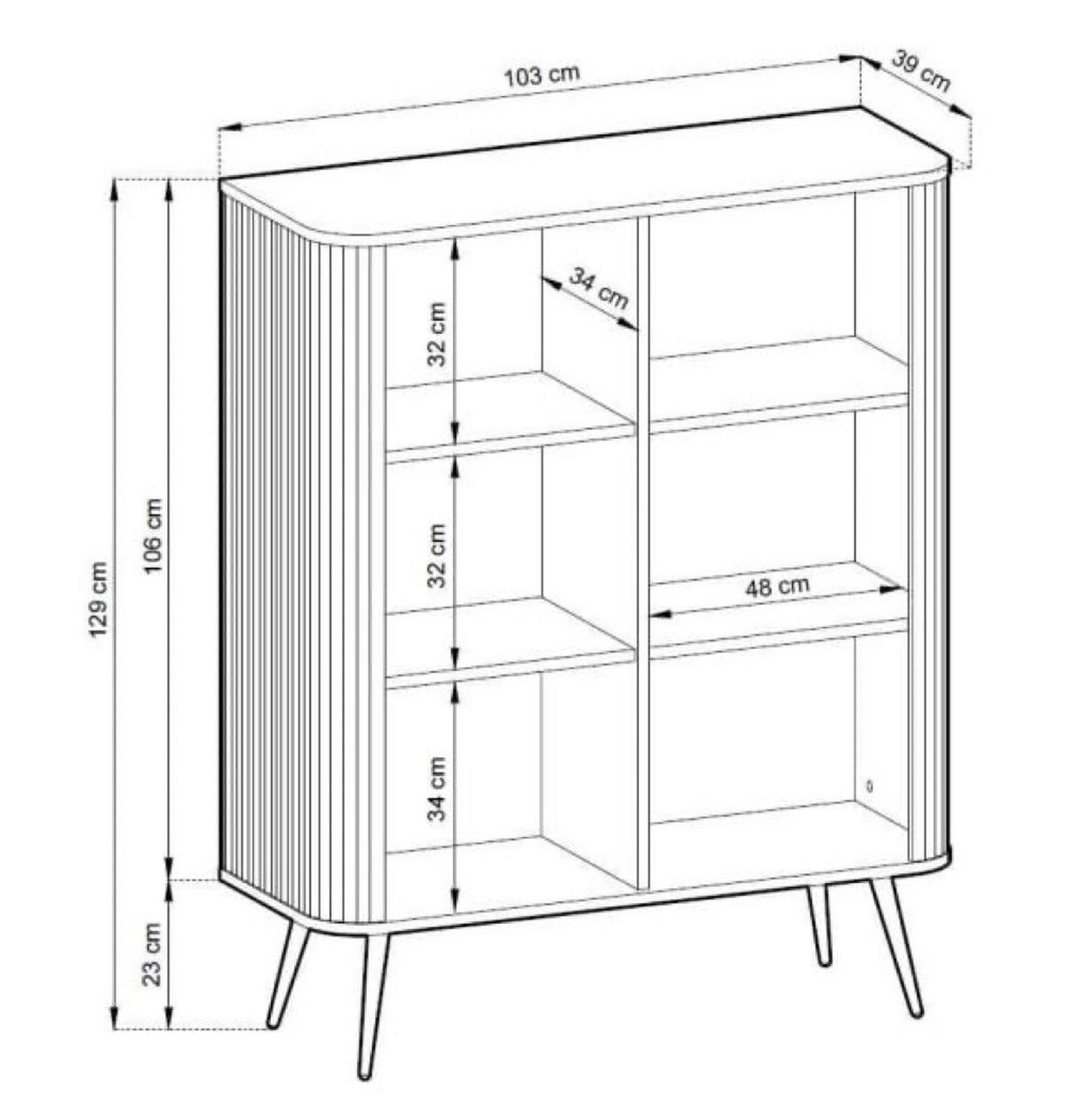 KOMMODE Schwarz K103 Hoch Gefräst - Schwarz, Holzwerkstoff (103/129/39cm) - Sepro Meble