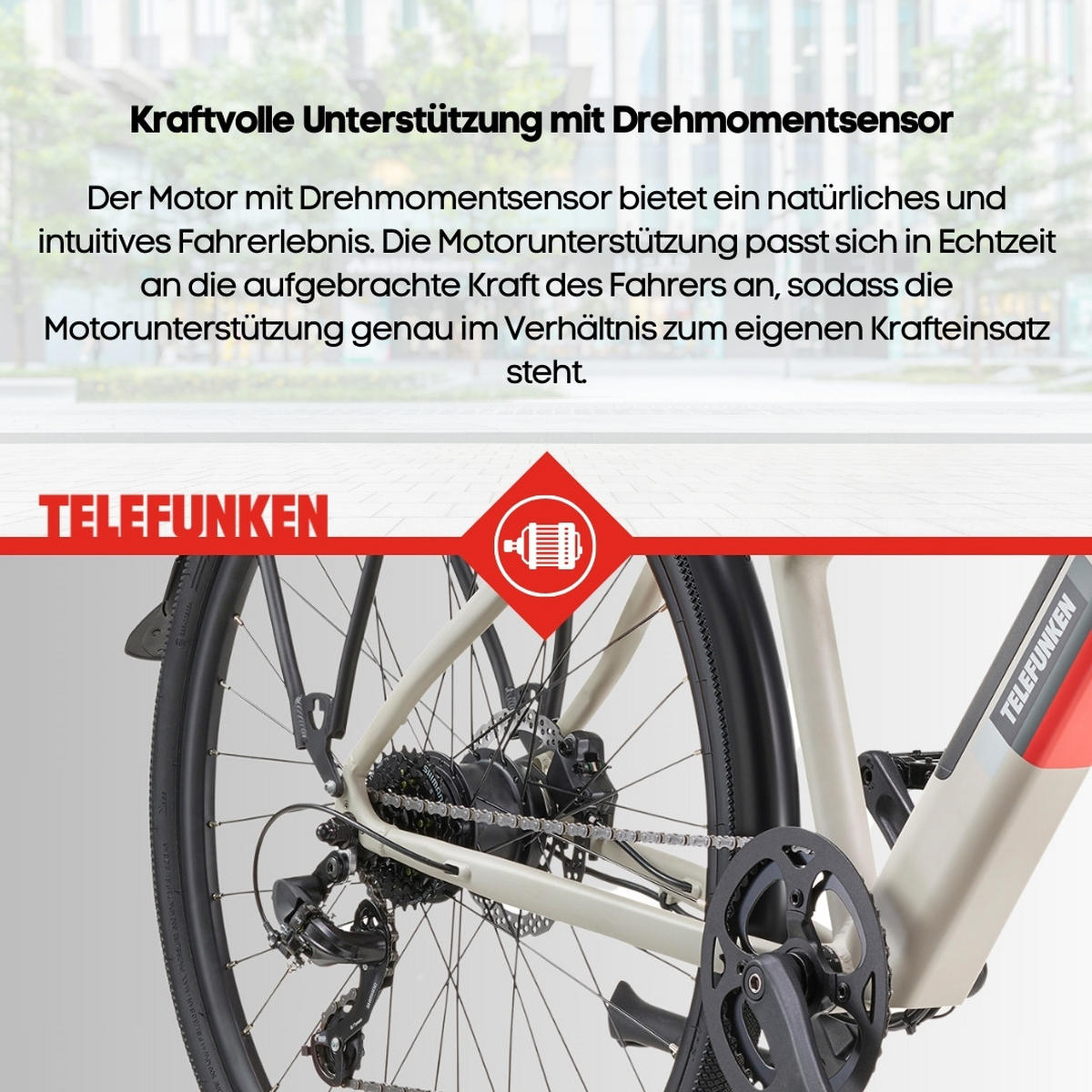 E-BIKE Urban UH210 Elektrofahrrad 28 Zoll Pedelec 417,6 Wh Hinterradmotor 7-Gang Kettenschaltung, leicht - Grau, Metall (111cm) - Telefunken