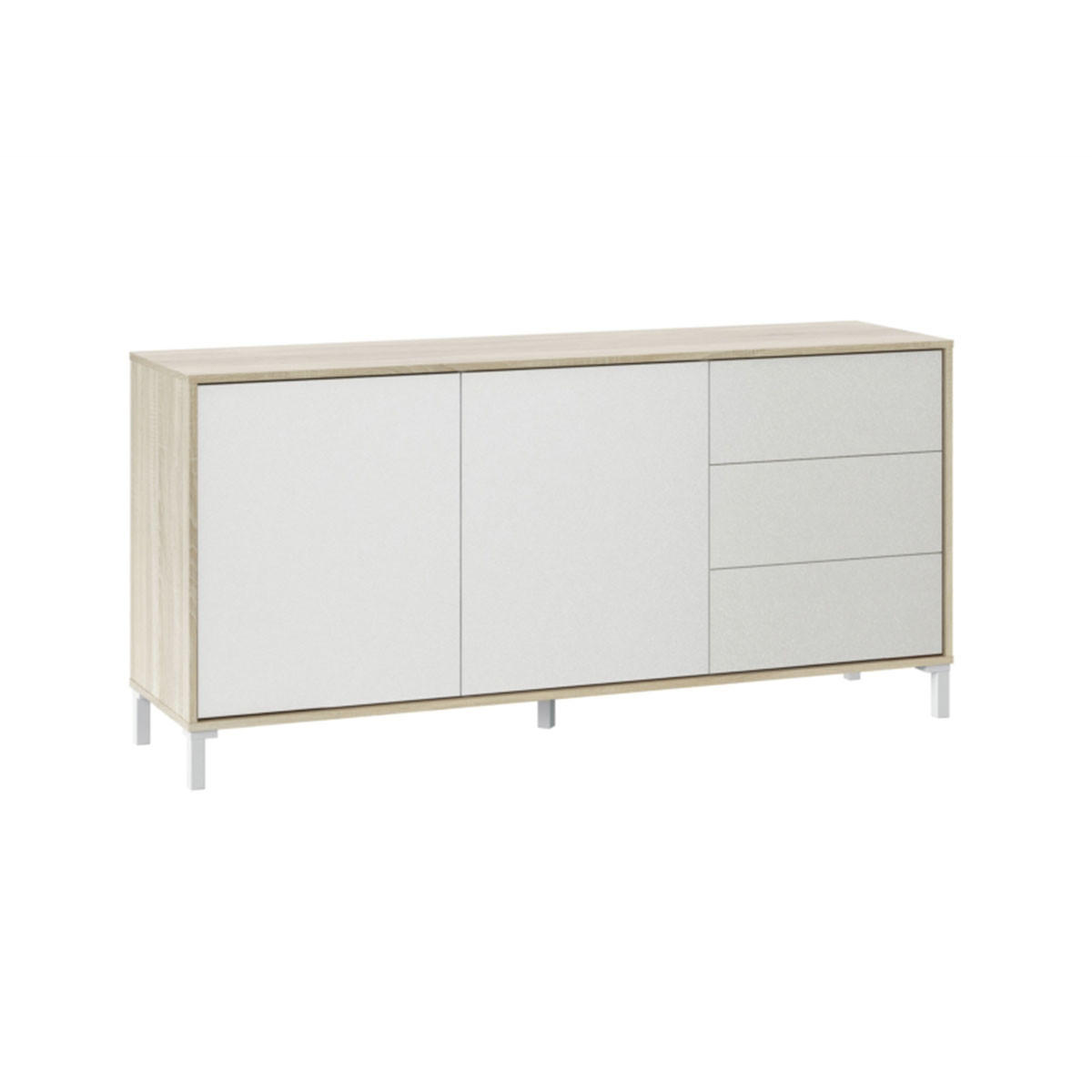 SIDEBOARD mit 2 Türen und 3 Schubladen Brooklyn - L154cm - Weiß, Holzwerkstoff (41/74/154cm) - Calicosy