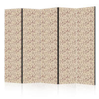PARAVÁN Akustický 5-dielny 225x172 cm Boho Kvety a Huby - hnedá, drevo/textil (225/172/3cm) - Muralo
