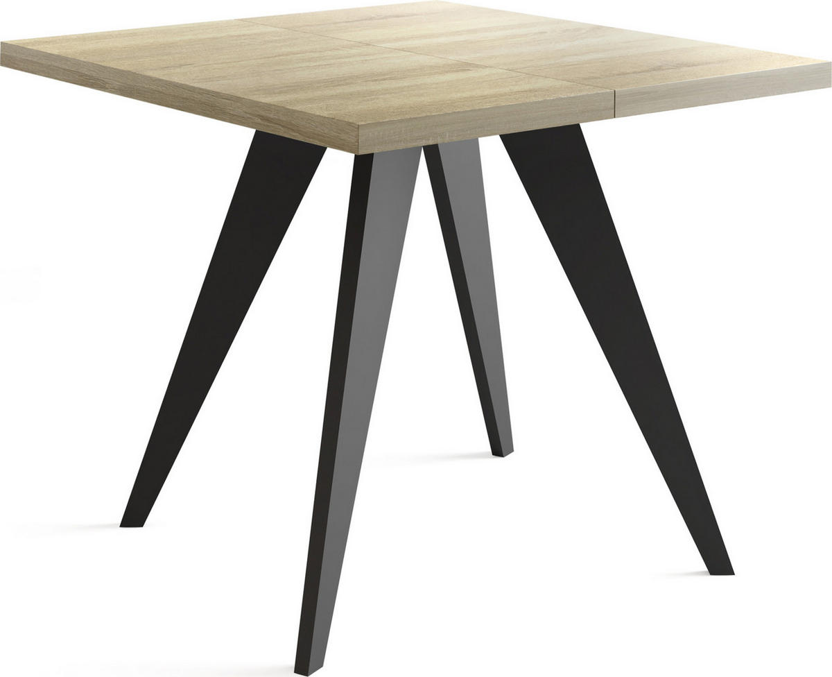 ESSTISCH Quadro quadratischer ausziehbarer, Sonoma Eiche 100-200/100/76 cm - Schwarz/Sonoma Eiche, Holz/Holzwerkstoff (100/100/76cm) - WFL GROUP