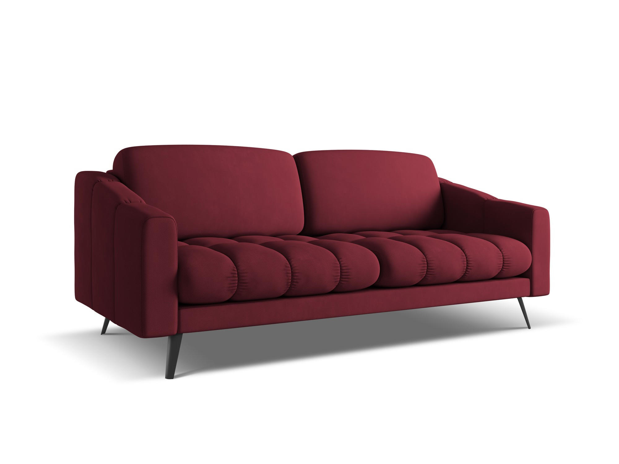 3-SITZER SOFA Chenille Stoff Rot - Rot/Weinrot, Textil/Metall (202/80/95cm) - Makamii