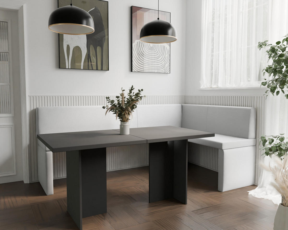 ECKBANK rechts OWEN Kunstleder, 128/168 cm Weiß - Weiß, Holz/Kunststoff (128/168cm) - Idohome