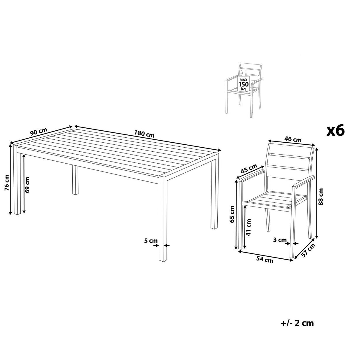 GARTENMÖBEL SET 6-Sitzer Stahl schwarz Livo - Schwarz, Metall - Beliani