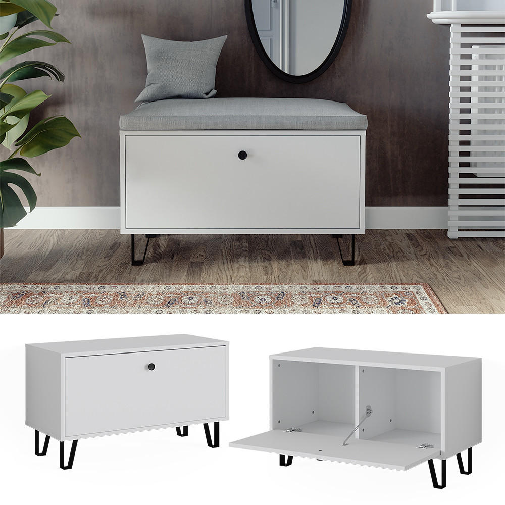 SITZBANK Siri Weiß 80 x 46 cm - Weiß, Holzwerkstoff (80/46/35.1cm) - Vicco