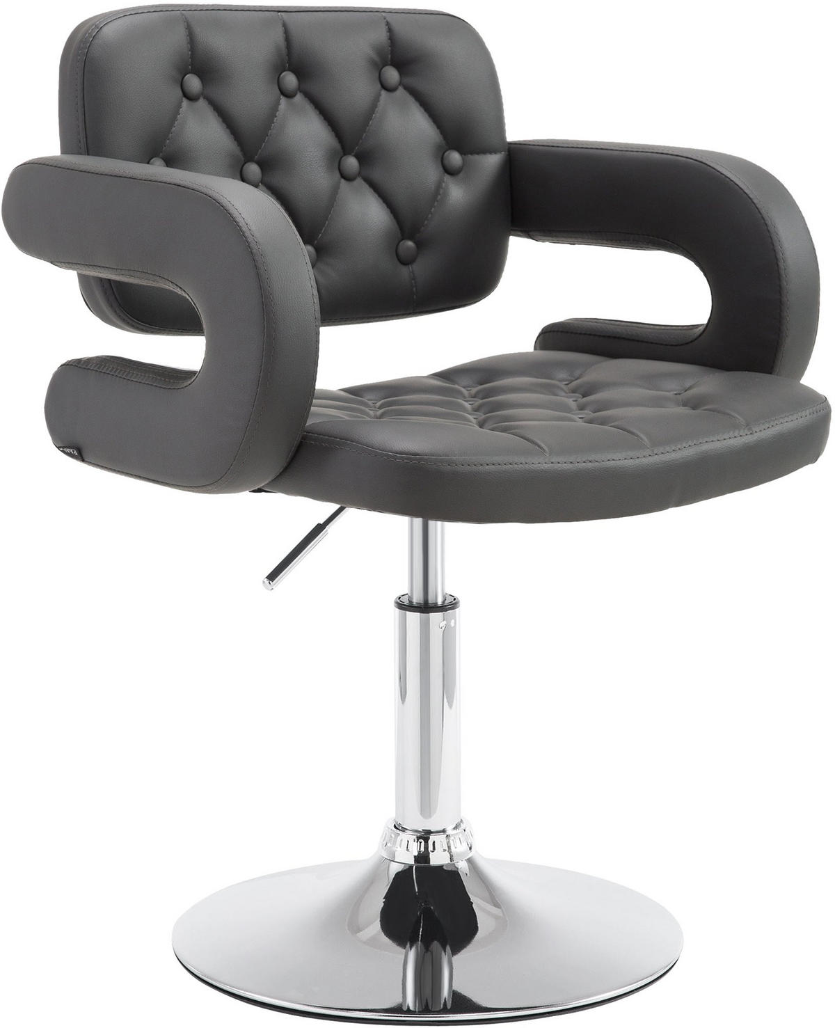 SESSEL Lederlook grau - Chromfarben/Grau, Textil/Metall (62/76/55cm) - CLP