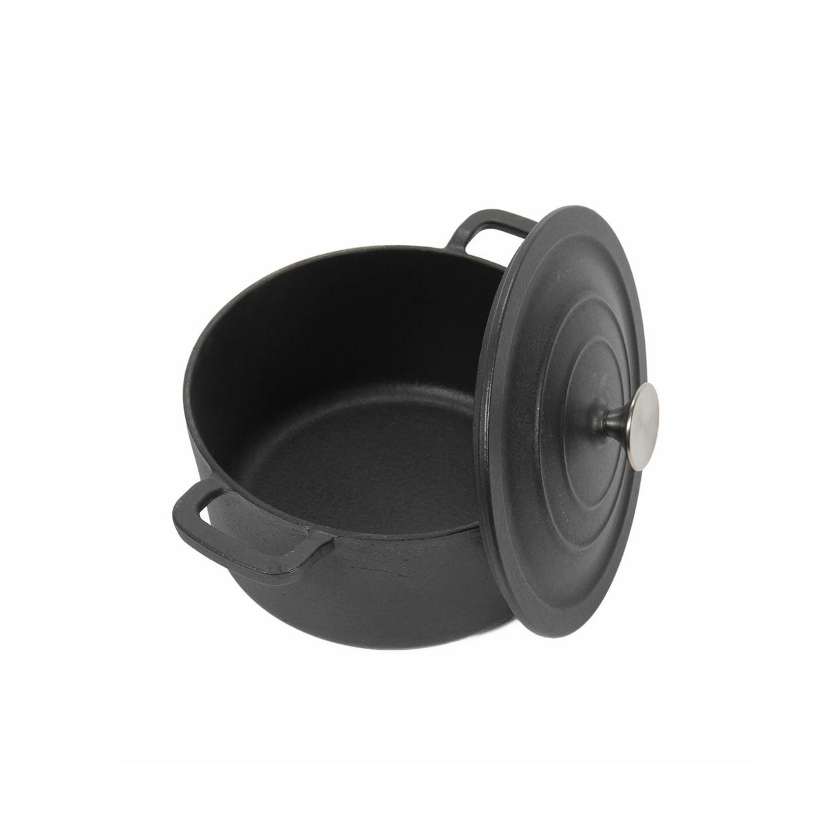 GUSSEISENKESSEL mit Deckel Ø 20 cm - Schwarz, Metall (20cm)