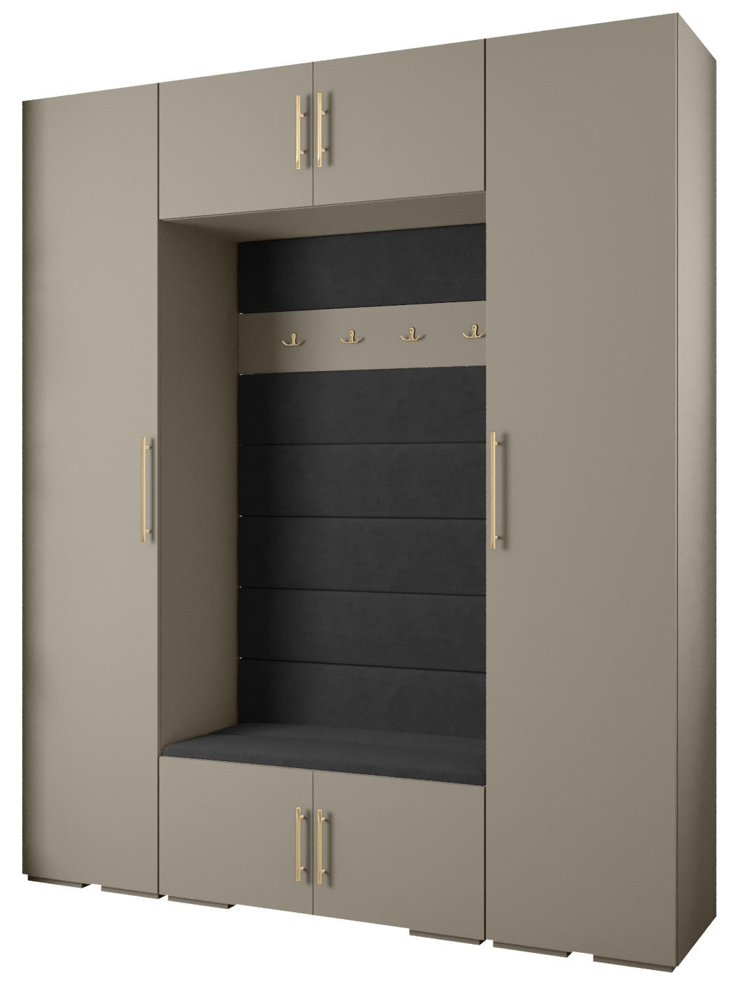 Abiks Möbel Garderoben-Set Kaschmir, Schwarz, Gold 200x236.7x47 cm