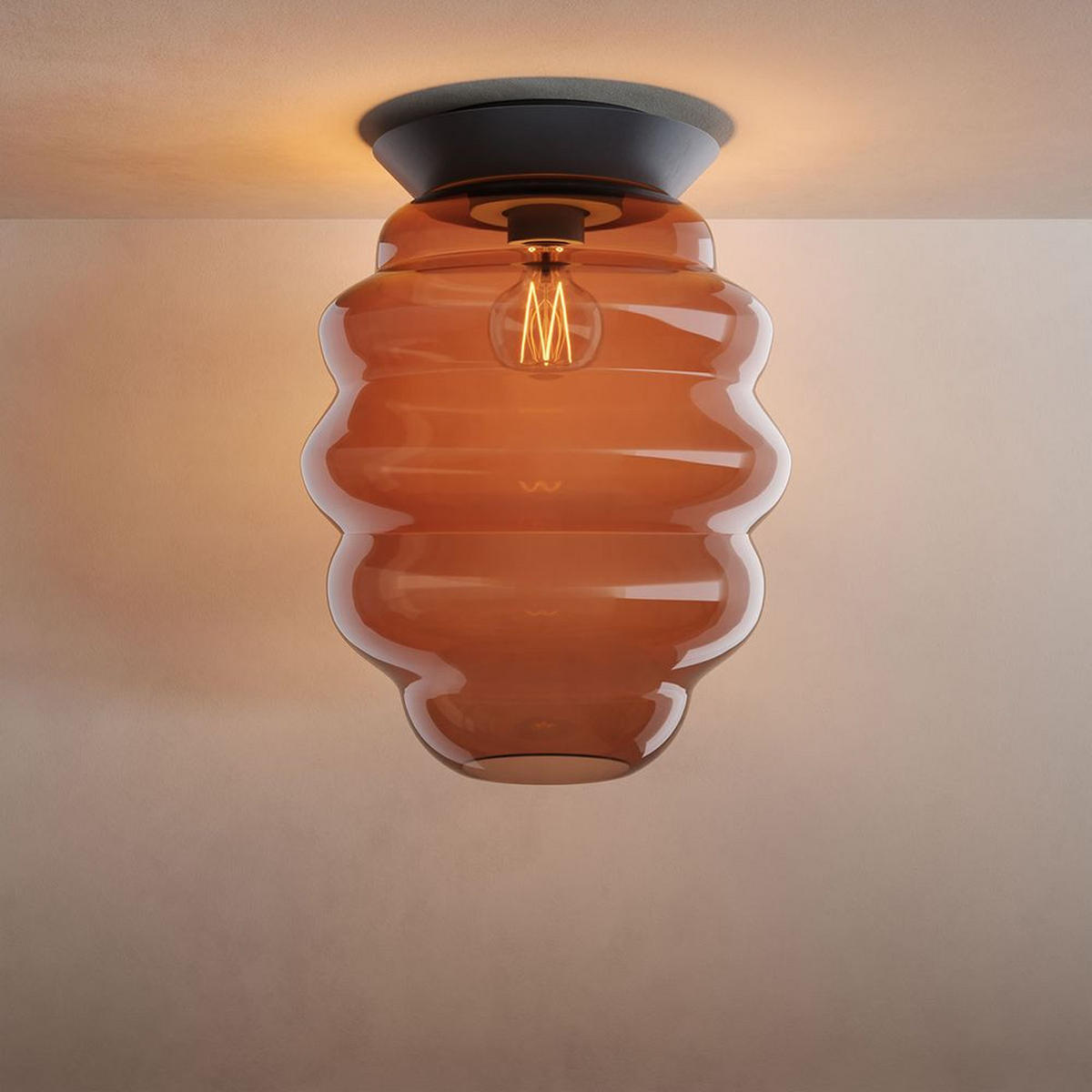DECKENLEUCHTE Echos Braun Ø 25cm - Braun, Glas (25/25/31cm) - s.luce