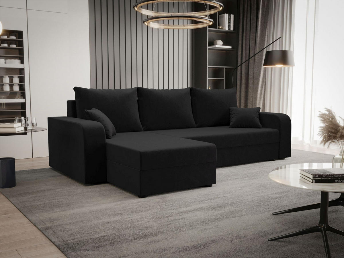 ECKSOFA HEWLET L BIS Itaka 27 Links mit Schlaffunktion - Dunkelgrau, Textil (240/140cm) - Bedante