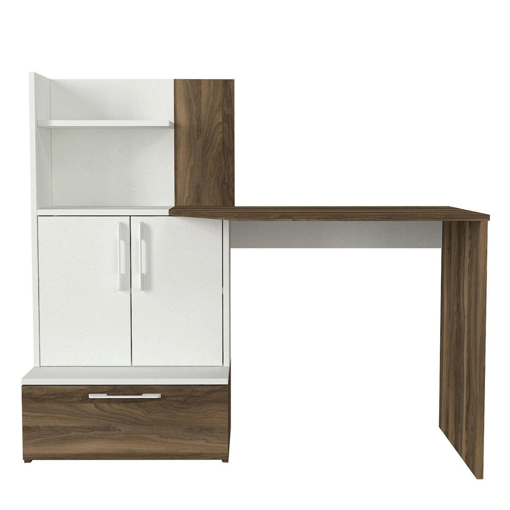 SCHREIBTISCH Padora Walnuss Weiß - Walnussfarben/Weiß, Holzwerkstoff (60/131/115cm) - moebel17