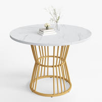 ESSTISCH 100x100x75 cm in Weiß aus MDF mit Marmoroptik auf stabilem Metallgestell - Weiß, Holzwerkstoff (90/75.5/18.5cm) - Modfu