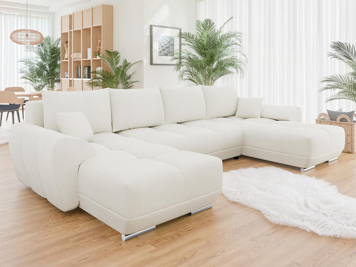 WOHNLANDSCHAFT Logo U - Creme, Holz/Kunststoff (362/85/183cm) - MIRJAN24