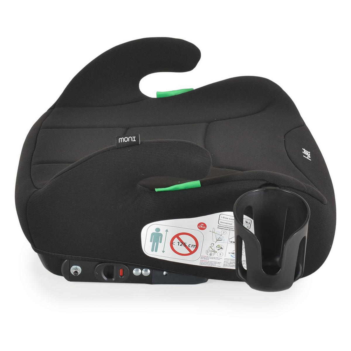 SITZERHÖHUNG i-Jet schwarz (125-150cm) Gruppe 3, Getränkehalter Isofix - Schwarz, Kunststoff (37/19/42cm) - Moni