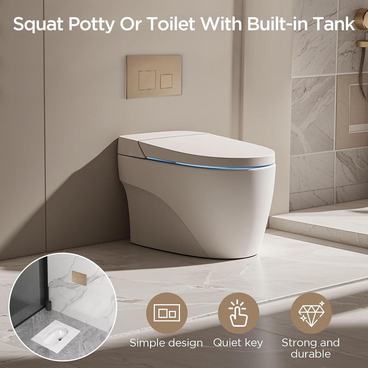 WC-SPÜLTASTE – Kompatibel mit Geberit Sigma 01, 20, 30 und UP300/320 Spülkästen – Khaki - Champagner, Metall (30.8/5.5/15.5cm)