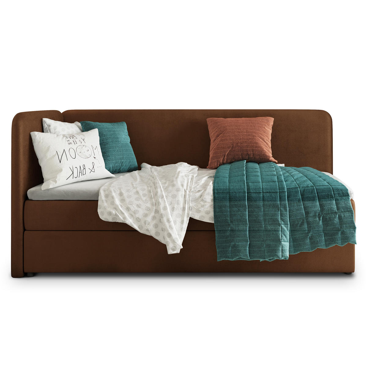 POSTEL BOXSPRING GINA 80x200 cm, s matrací a úložným prostorem, hnědá - hnědá, kompozitní dřevo/textil (80/200cm) - MASSENO