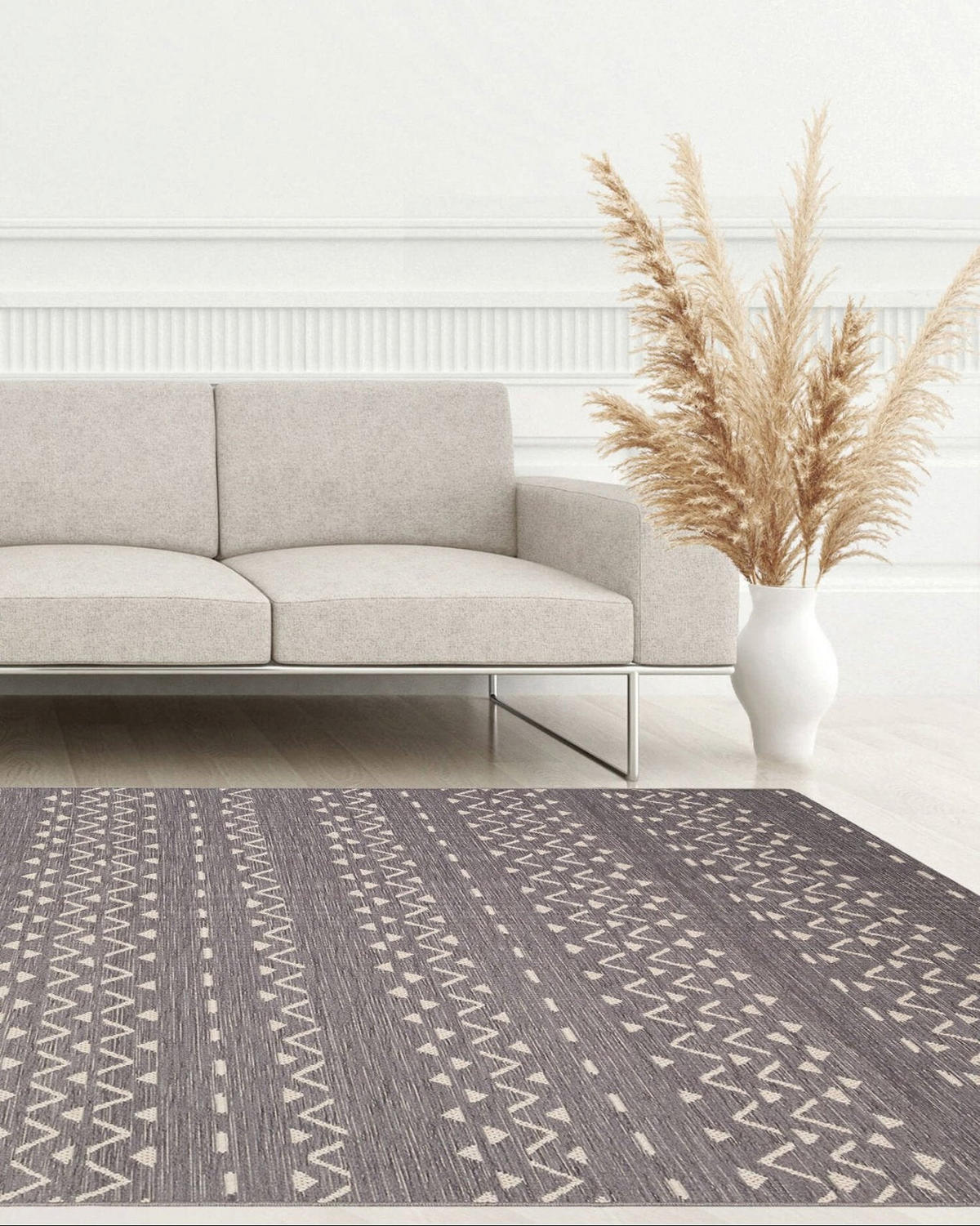 TEPPICH Indoor Outdoor Ethno-Stil grau - Grau, Textil (160/230cm) - AFK Living