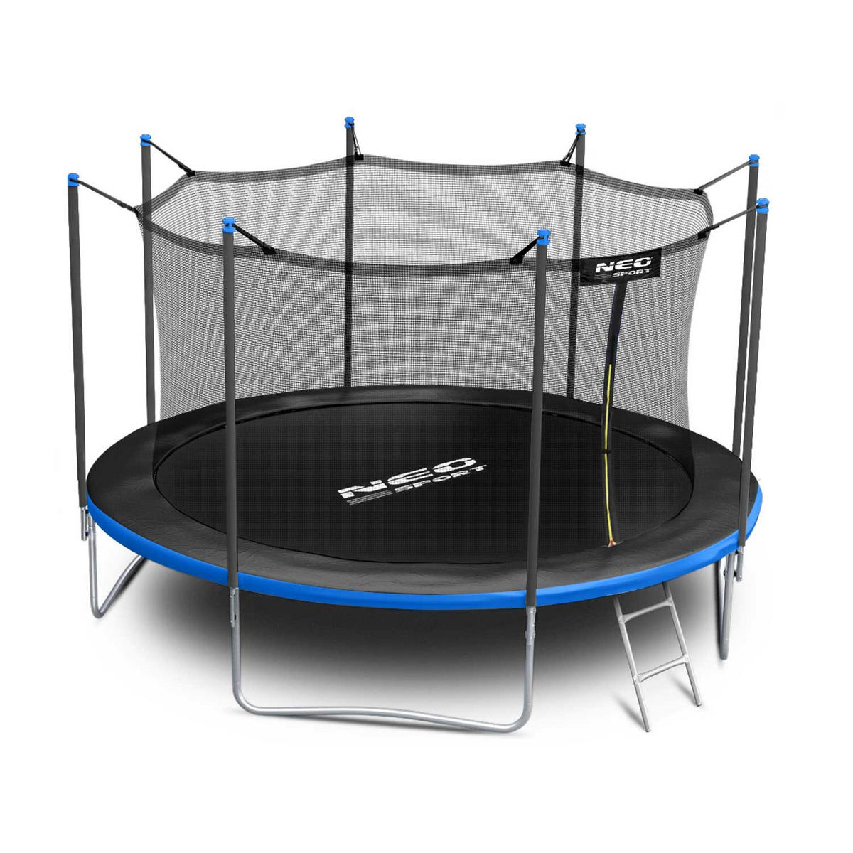 GARTENTRAMPOLIN 12 ft/374 cm mit Innennetz und Leiter - Blau, Metall (374/374cm)