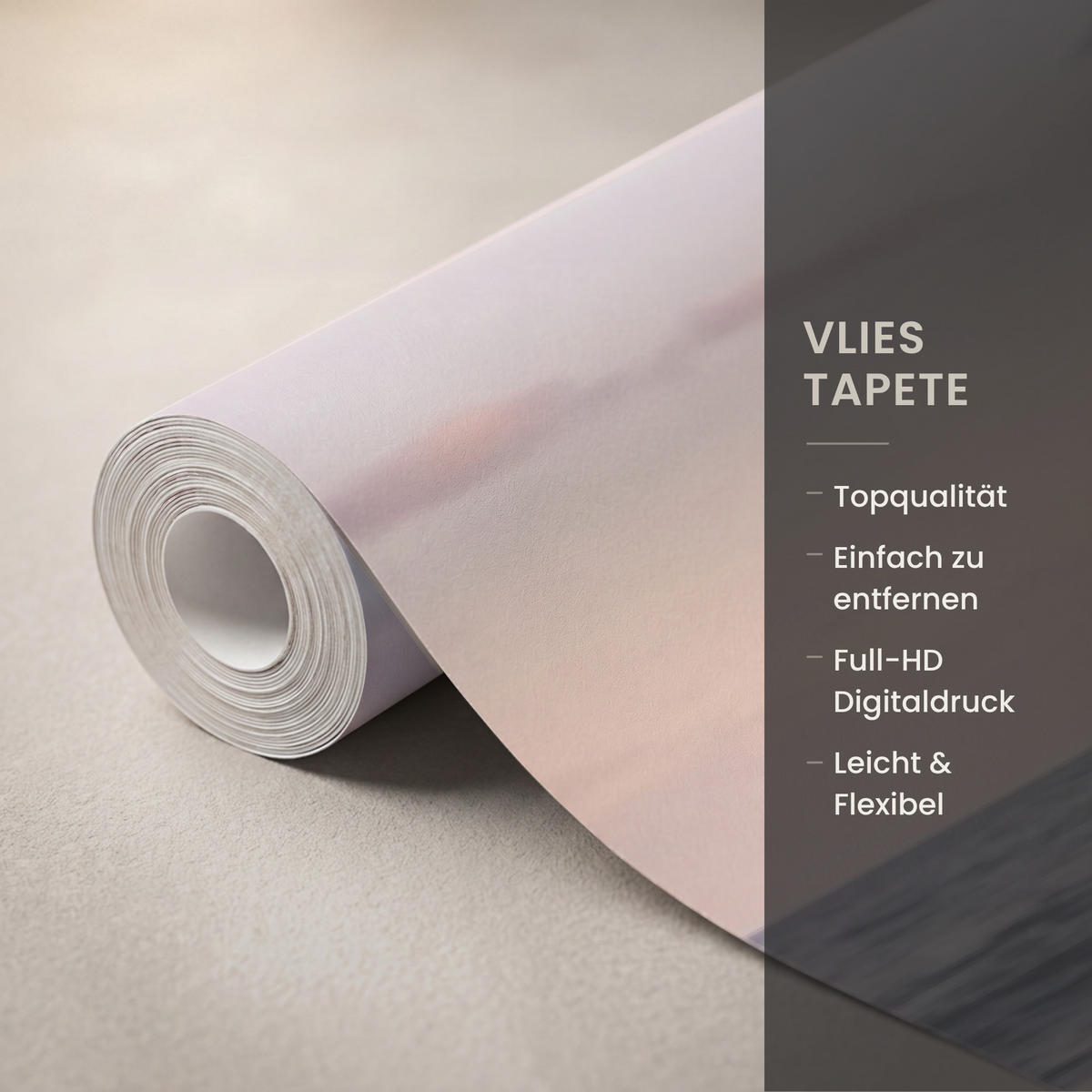 TAPETE - Strand - Brandung - Wolken - 350x200 cm - Hellrosa, Papier (350/200cm) - OnlyWow