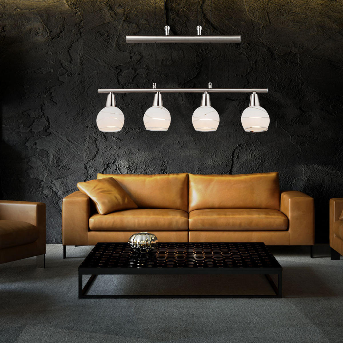 LED HÄNGELEUCHTE Metall Silber - Silberfarben, Glas (60/10/160cm) - Globo Lighting