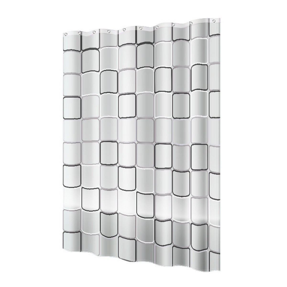 DUSCHVORHANG Weiß schnelltrocknend kariert PEVA schimmelresistent wasserabweisend Stoff Polyester - Grau, Kunststoff (180/200cm) - MCBOSON