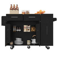 KÜCHENINSEL mit Klapptisch 110 x 46 x 90,5 cm Schwarz - Schwarz, Metall (74/92.5/134.5cm) - Beauniv
