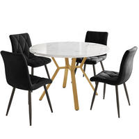 ESSGRUPPE DE-39168 runder Tisch mit 4 Stühlen Schwarz - Schwarz, Holzwerkstoff (100/75/100cm) - ComfortXL