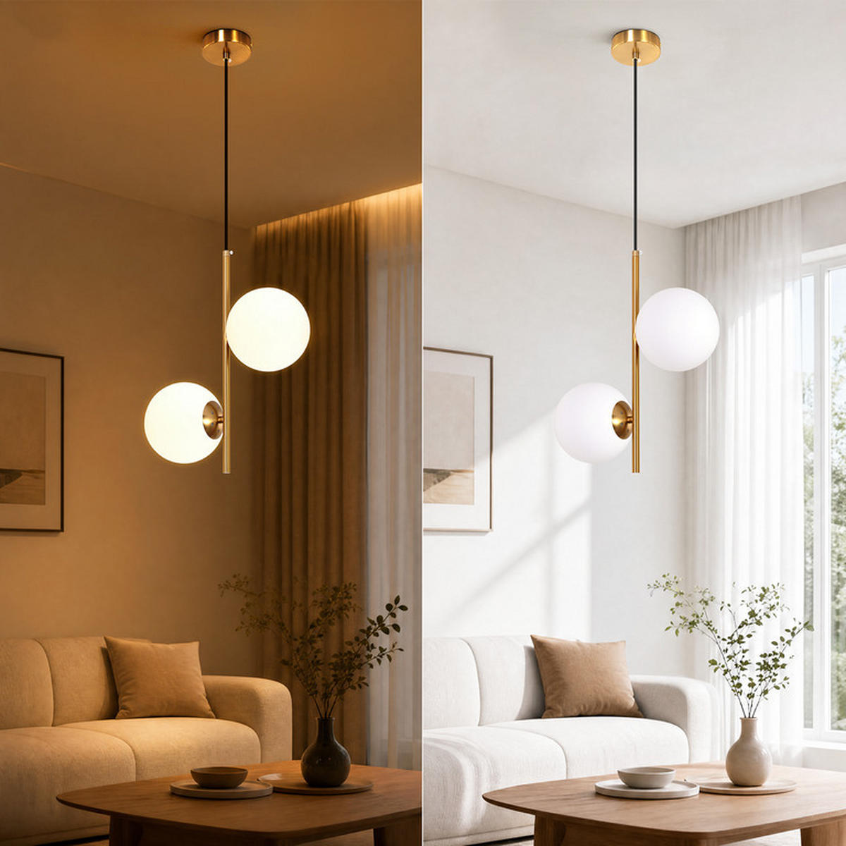 PENDELLEUCHTE Floyd II 34.5x34.5x150cm - Goldfarben, Metall (34.5/34.5/150cm) - Nettlife